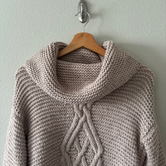 Wool Blend The Limited Blush Pink Cableknit Fisherman ChunkyKnit Neck Sweater XS - Picture 2 of 8